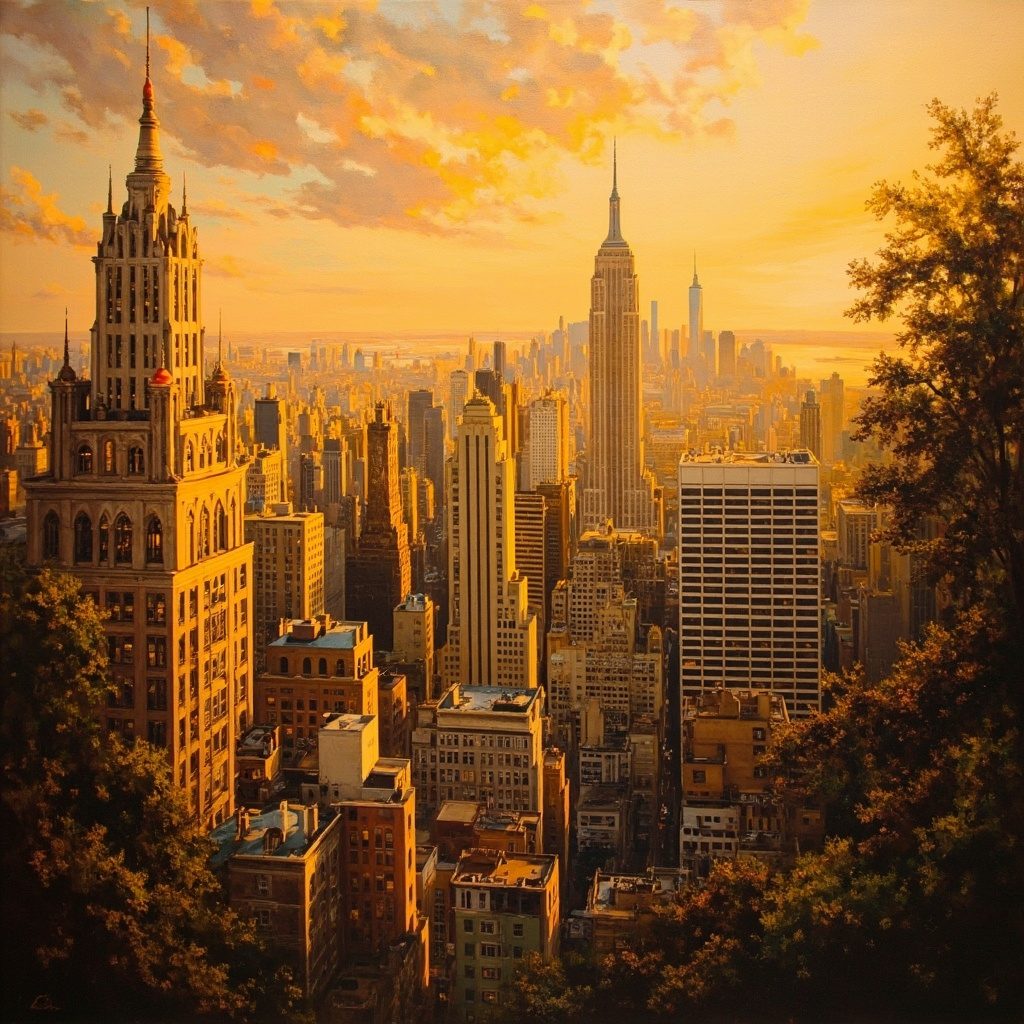 Golden Hour, NYC — cityscape painting